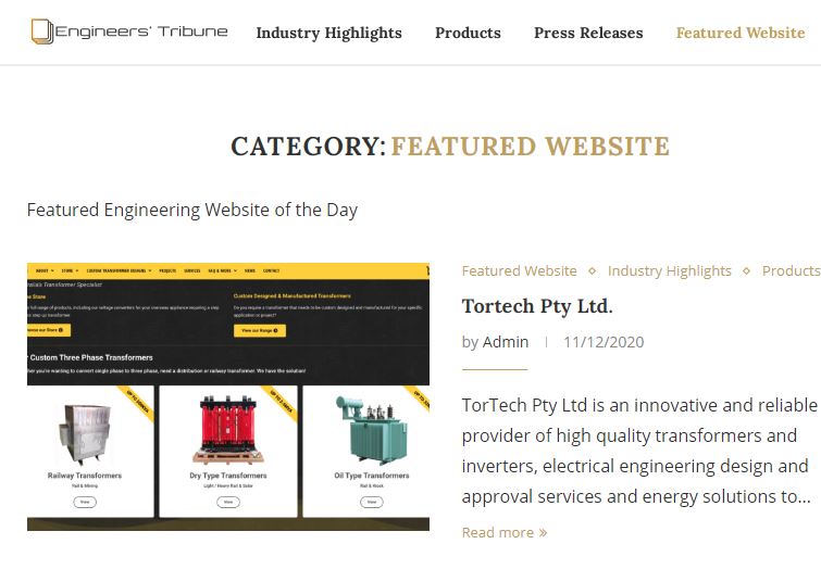 Read more about the article Tortech in Engineers Tribune